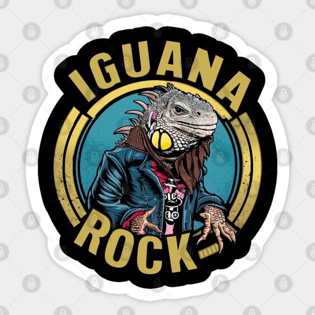 Lizard Rockstar - Iguana Rock Sticker by Moulezitouna